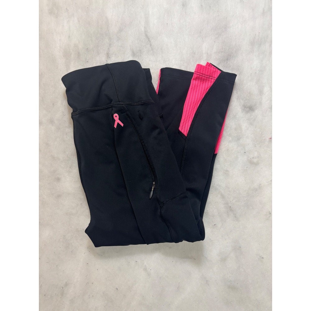 Under Armour HeatGear Compression Capri Leggings Black Pink Ribbon Womens Medium